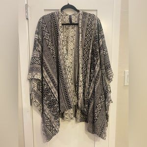 Lane Bryant Women’s Black & White Boho Kimono - One Size
